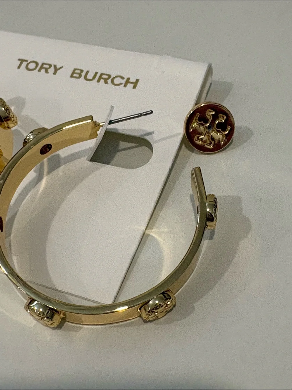Tory Burch Gold Logo-Embellished Hoop Earrings